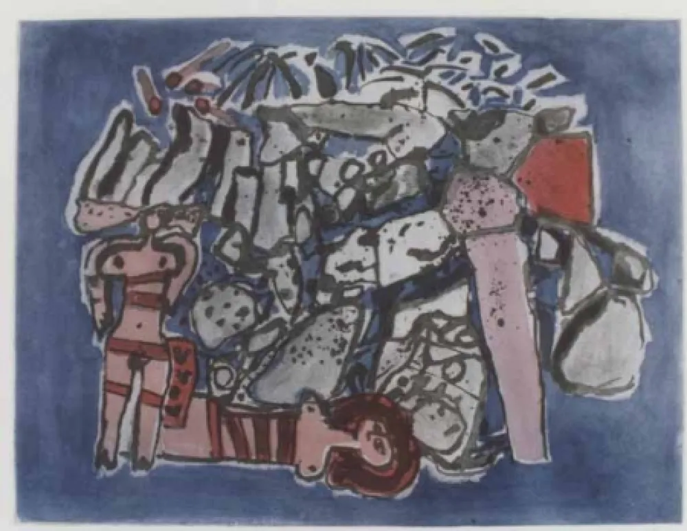 Acquatinta Corneille - Lieu rupestre