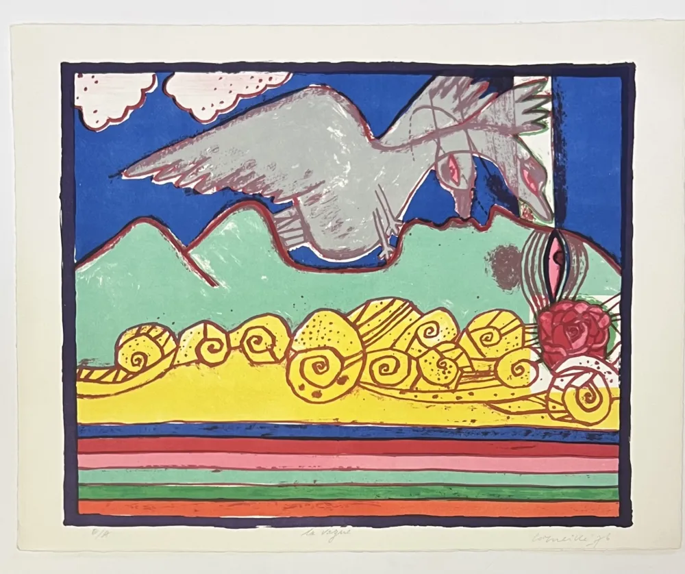 Litografia Corneille - Lithographie ancienne La vague, 1976