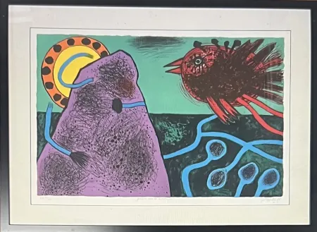 Litografia Corneille - Lithographie encadrée Aurore sur la montagne, 1991