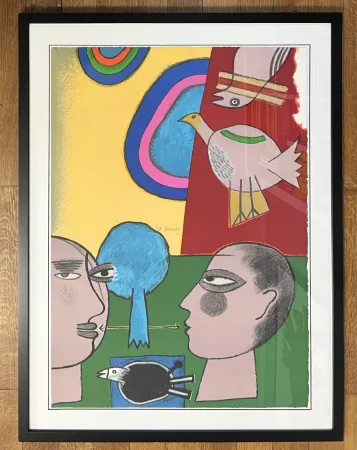 Litografia Corneille - Lithographie encadrée : Hommage à l'écrivain René Char, 2001