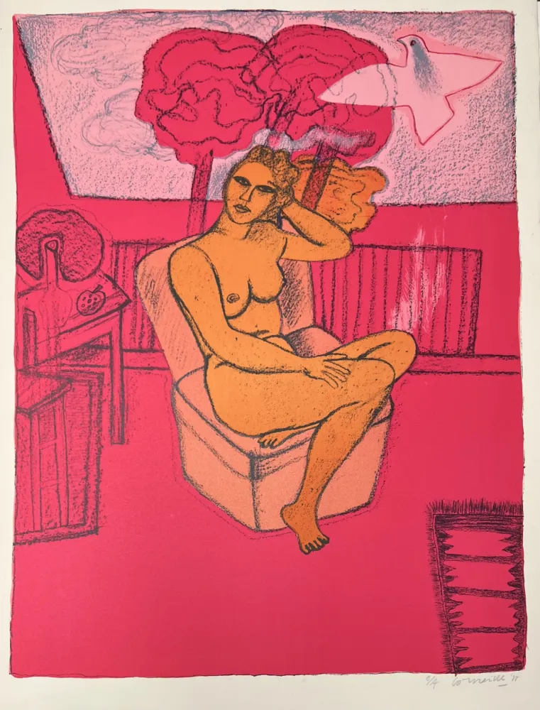 Litografia Corneille - Lithographie Femme à la Fenêtre 1988