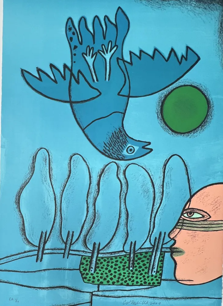 Litografia Corneille - Lithographie Hommage à l'écrivain voyageur René Char, 2001