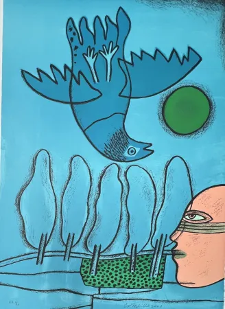 Litografia Corneille - Lithographie Hommage à l'écrivain voyageur René Char, 2001