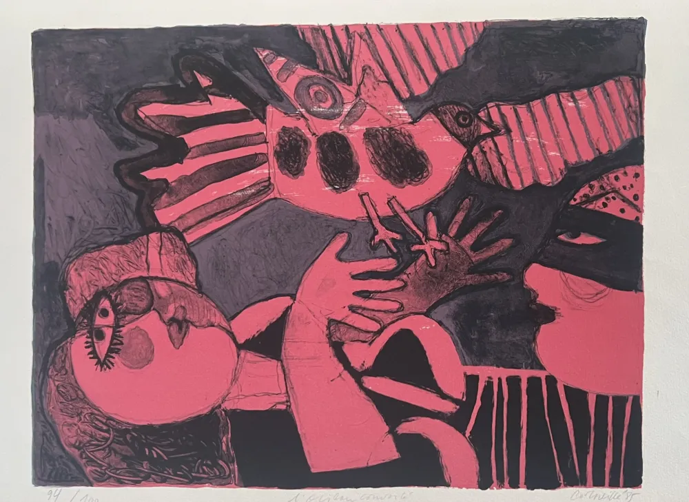 Litografia Corneille - Lithographie L'oiseau convoité, 1985