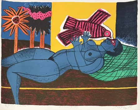 Non Tecnico Corneille - Lithographie L'oiseau proche  Epreuve d'artiste 1988