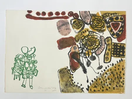 Litografia Corneille -  Lithographie  signée Femme d'aube et de nuit, 1967