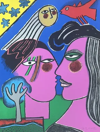 Litografia Corneille - Lithographie Sous le Ciel étoilé 2000, E/A 1/20