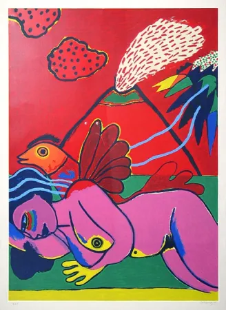 Litografia Corneille - Lying Nude (Liegender Akt)