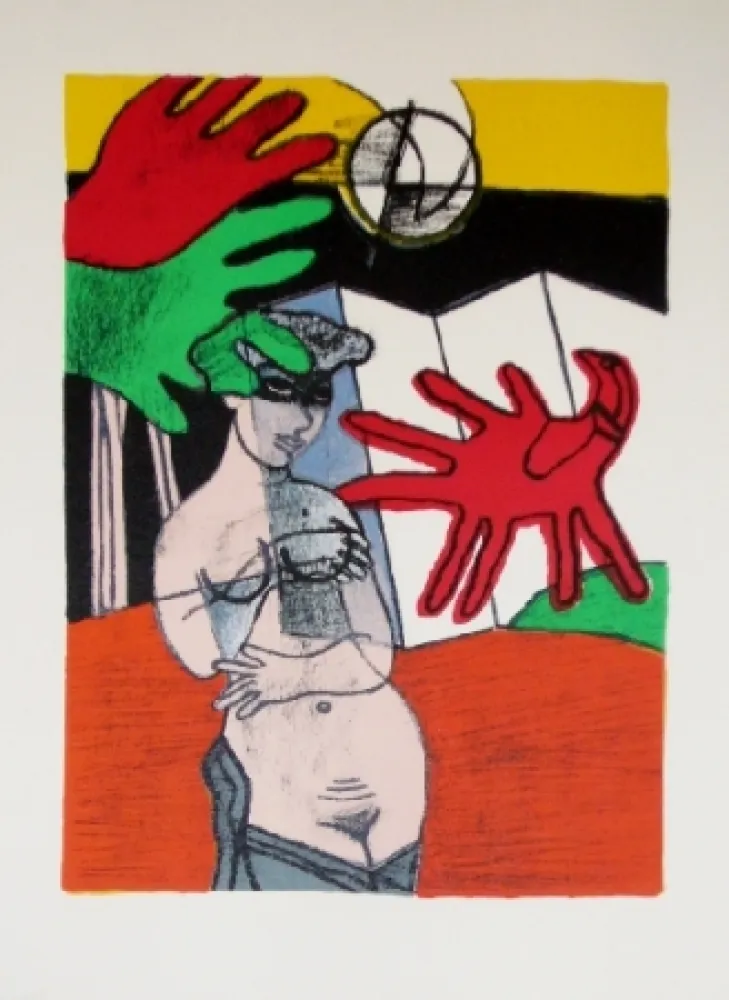 Litografia Corneille - Mémoire du japon- une femme au paravent