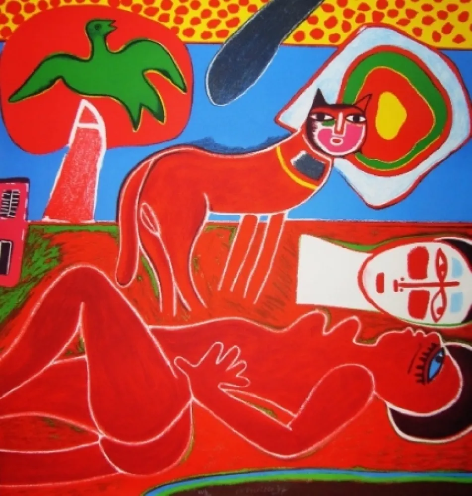 Litografia Corneille - Nu rouge