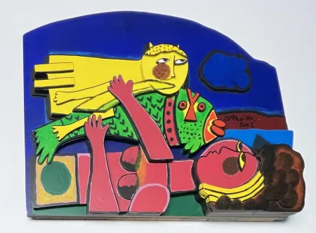 Multiplo Corneille - Sculpture en bois signée : Eté Baroque II