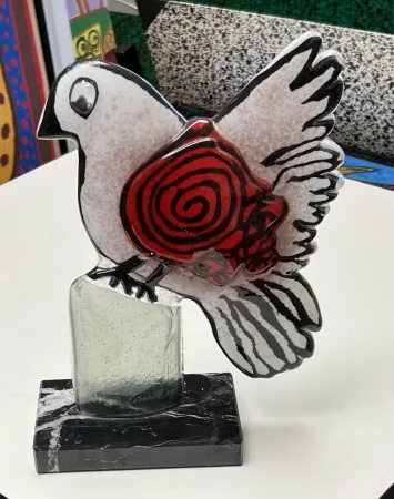 Multiplo Corneille - Sculpture en verre « Oiseau de Paradis » - signée à la main EA 1/1