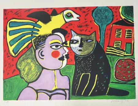 Non Tecnico Corneille - Sérigraphie Le chat noir, 2002