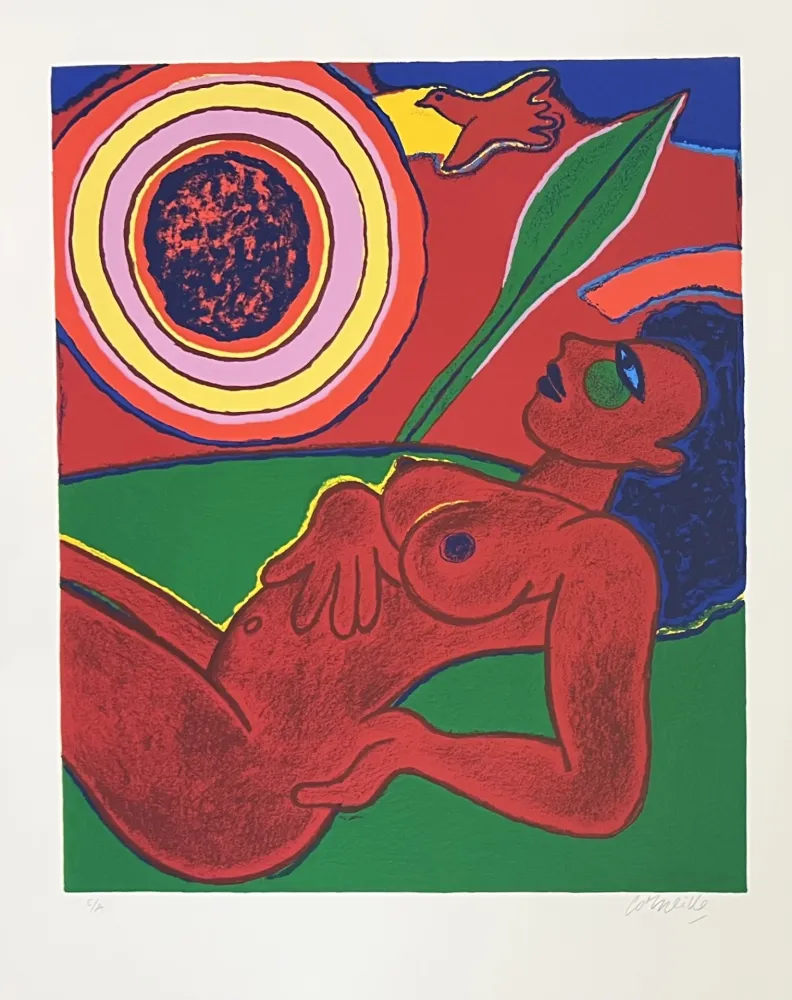 Serigrafia Corneille - Sérigraphie Les derniers feux du soleil 1997