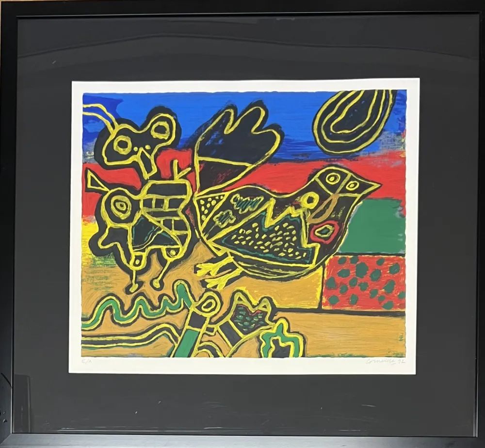 Serigrafia Corneille - Sérigraphie L'oiseau Cobra né des paysages, 1992