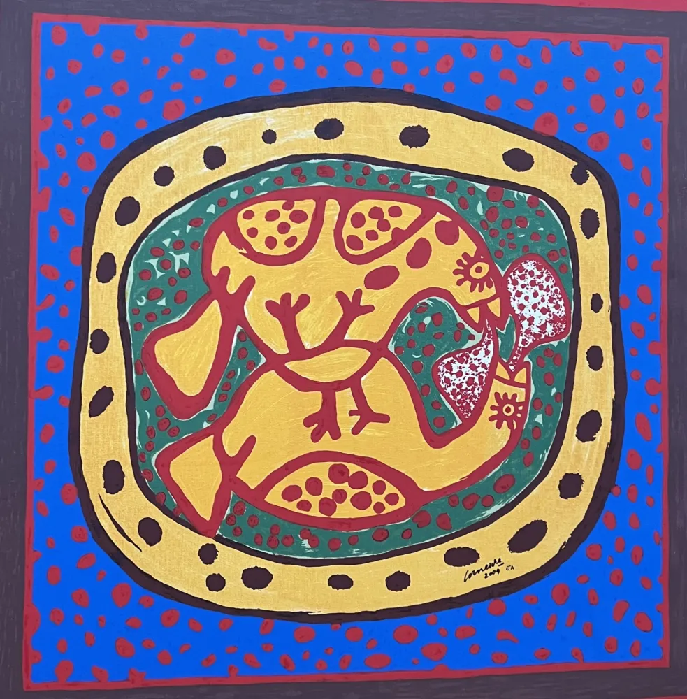 Non Tecnico Corneille - Sérigraphie sur toile Love Birds, E/A- Encadrée