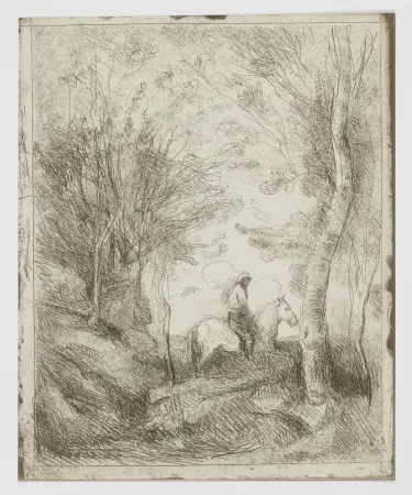 Non Tecnico Corot - Le Grand Cavalier sous Bois (Horseman in the Woods, Large Plate)