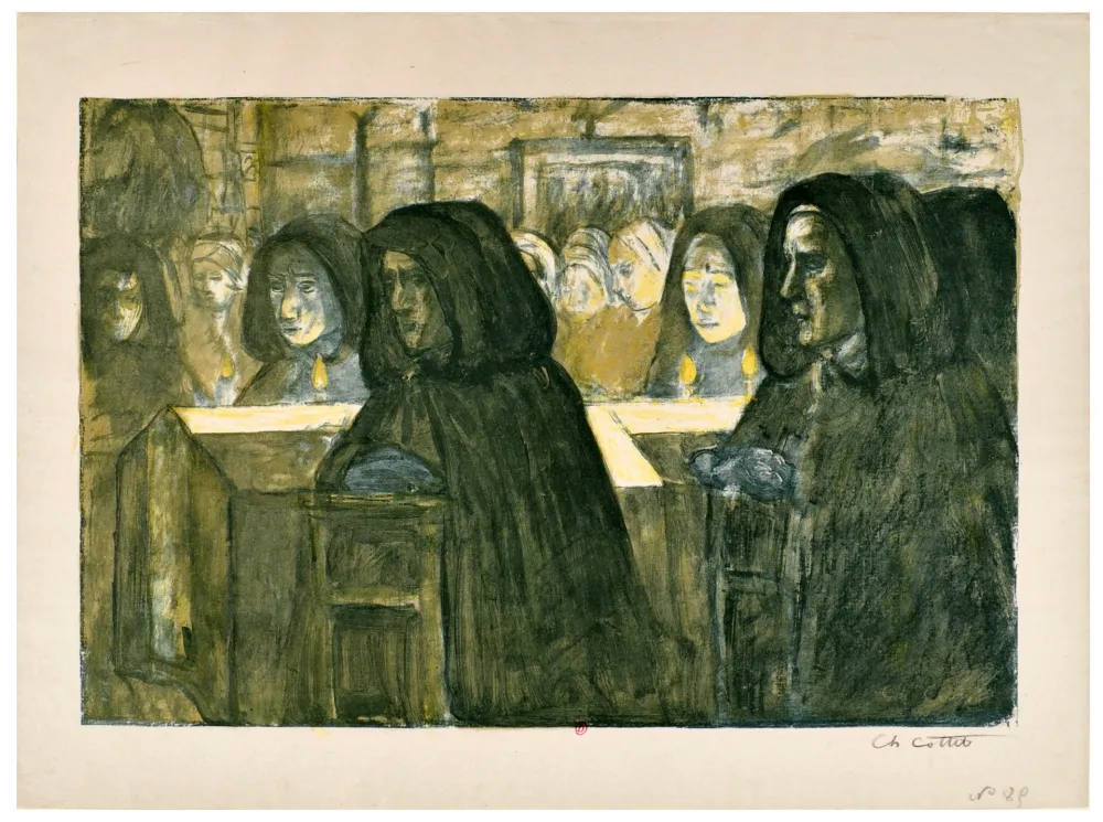 Litografia Cottet - Un enterrement en Bretagne