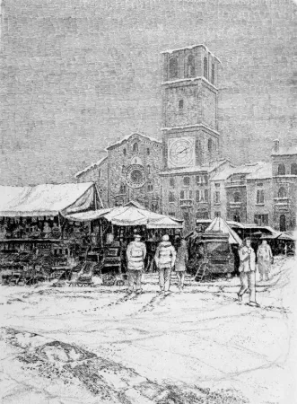 Acquaforte Cotugno  - Bancarelle al mercato a Lodi