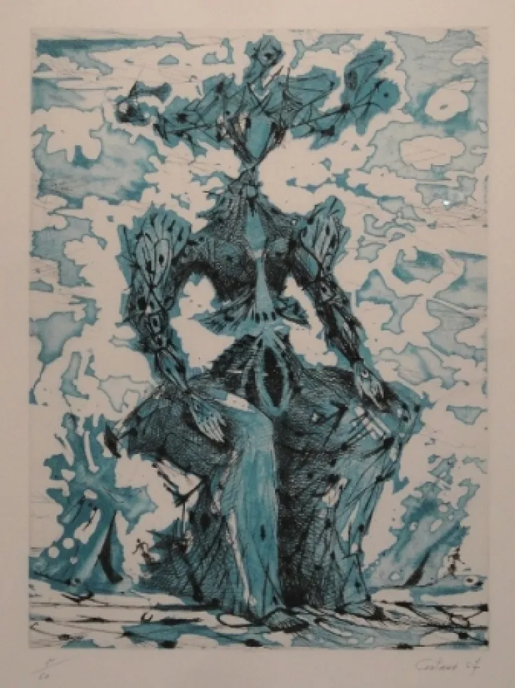 Acquaforte Coutaud - Femme assise