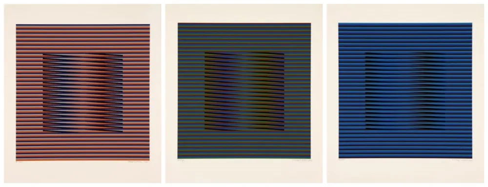 Serigrafia Cruz-Diez - ORANGE, VERTE y BLEU