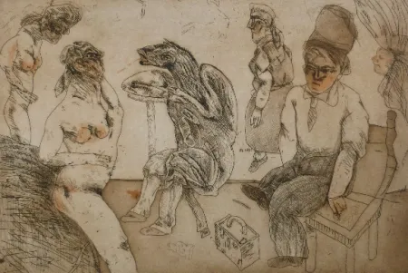 Acquaforte E Acquatinta Cuevas - Autorretrato en Blanes