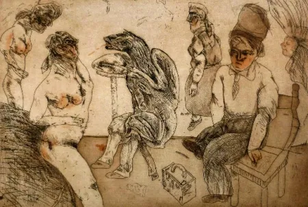 Acquaforte E Acquatinta Cuevas - Autorretrato en Blanes