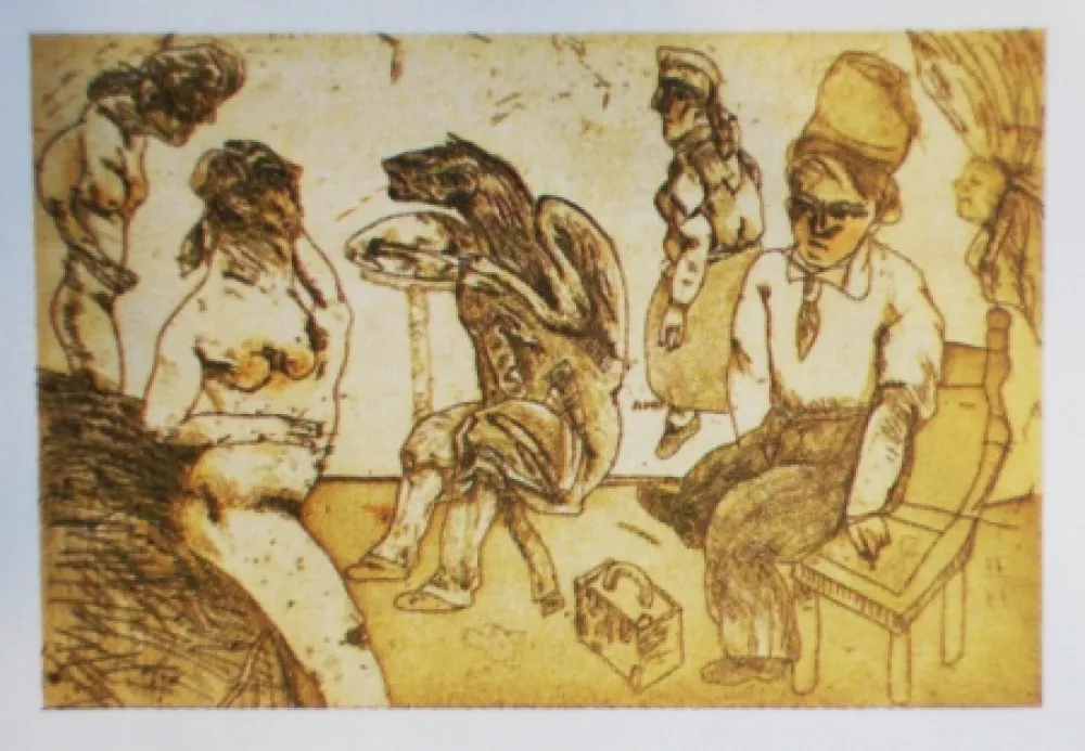 Acquaforte E Acquatinta Cuevas - Autorretrato en Blanes