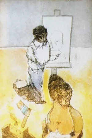 Acquaforte E Acquatinta Cuevas - Autorretrato en la Barceloneta