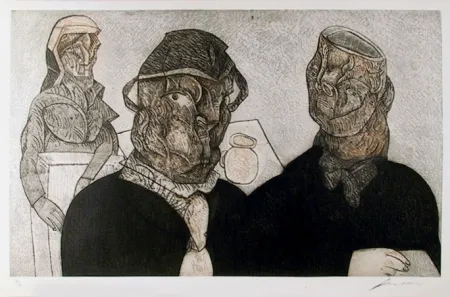 Acquaforte E Acquatinta Cuevas - Juan Valle Alvarado Confesar para Maria Burga from the Intolerance Portfolio