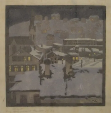 Incisione Su Legno Cunz - Abend