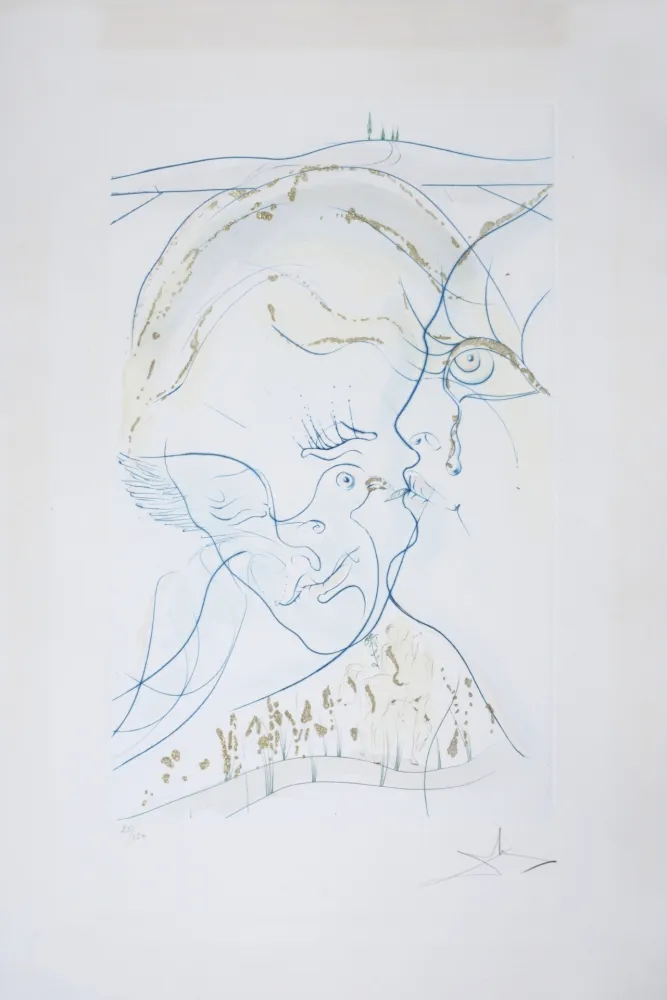 Incisione Dali - Cantique des Cantiques : Les Yeux de colombe de la Mariée, 1971 - Hand-signed