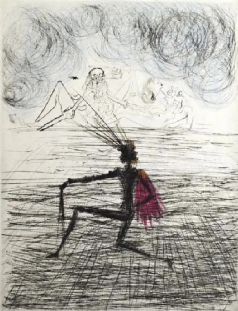 Incisione Dali - Chevalier a genoux