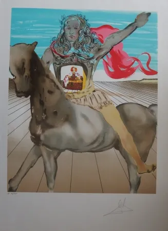 Litografia Dali - Chevalier surréaliste - Hommage à Velasquez