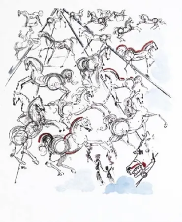 Incisione Dali - Chevaux bleus