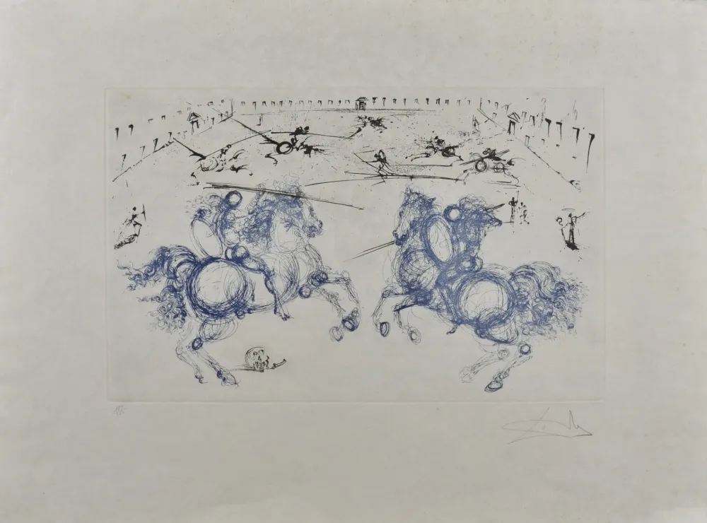 Incisione Dali - Combat de cavaliers, 1971 - Hand-signed