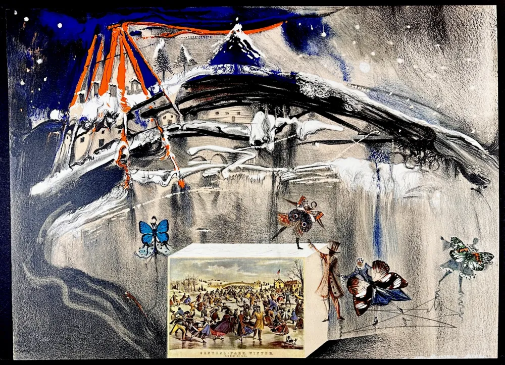 Litografia Dali - Currier & Ives New York Central Park Winter