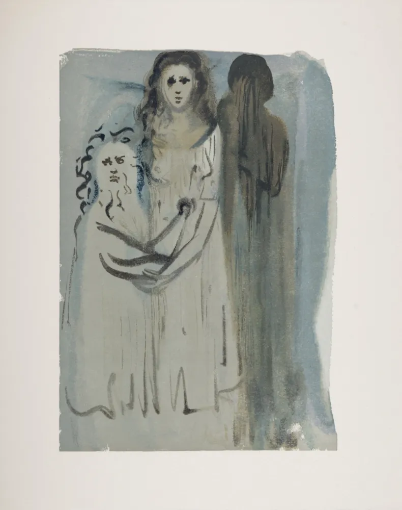 Incisione Su Legno Dali - Dans la fumée des Coléreux, 1963