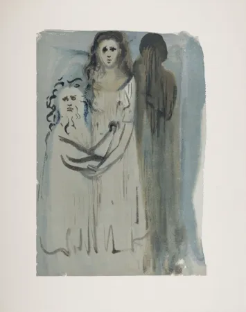 Incisione Su Legno Dali - Dans la fumée des Coléreux, 1963