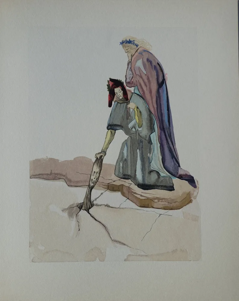 Incisione Su Legno Dali - Divine Comédie, Enfer 32, Les traitres envers leur patrie