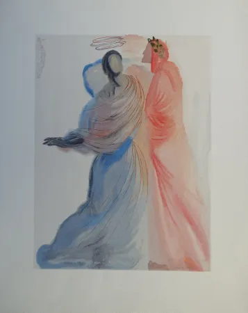 Incisione Su Legno Dali - Divine Comédie, Paradis 18, La splendeur de Béatrice