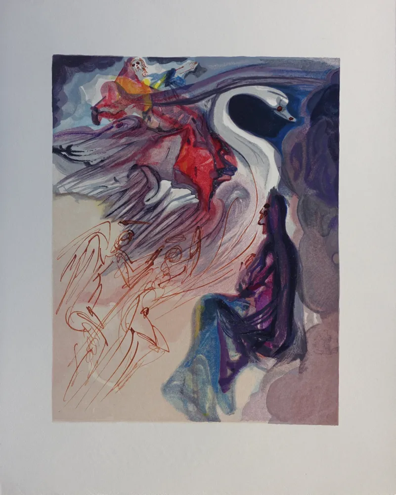 Incisione Su Legno Dali - Divine Comédie, Paradis 19, Le langage de l'oiseau