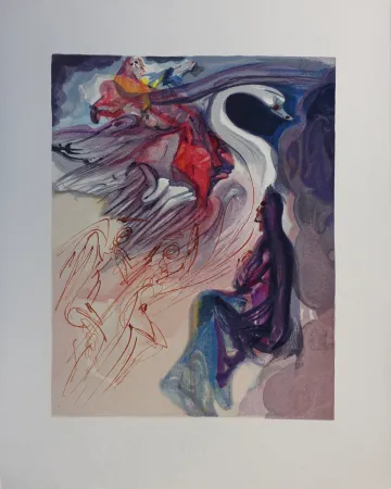 Incisione Su Legno Dali - Divine Comédie, Paradis 19, Le langage de l'oiseau