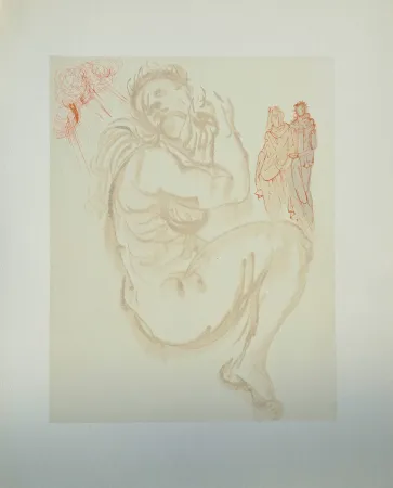 Incisione Su Legno Dali - Divine Comédie, Purgatoire 19, Le songe de Dante