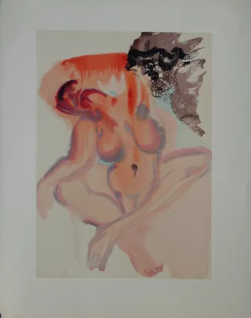 Incisione Su Legno Dali - Divine Comédie, Purgatoire 3, Les indolents