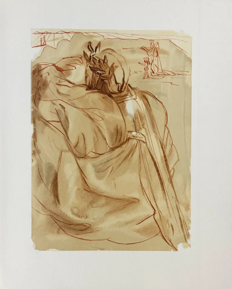 Incisione Su Legno Dali - Divine Comédie, Purgatoire 30, L'annonce d'un grand événement