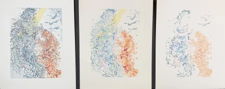 Incisione Su Legno Dali - Divine Comedy Heaven Canto 14 Decomposition (3 Pieces)