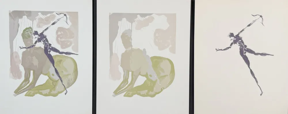 Incisione Su Legno Dali - Divine Comedy Hell Canto 12 Decomposition (3 Pieces)