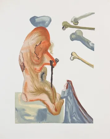 Incisione Su Legno Dali - Divine Comedy Hell Canto 20 Decomposition 