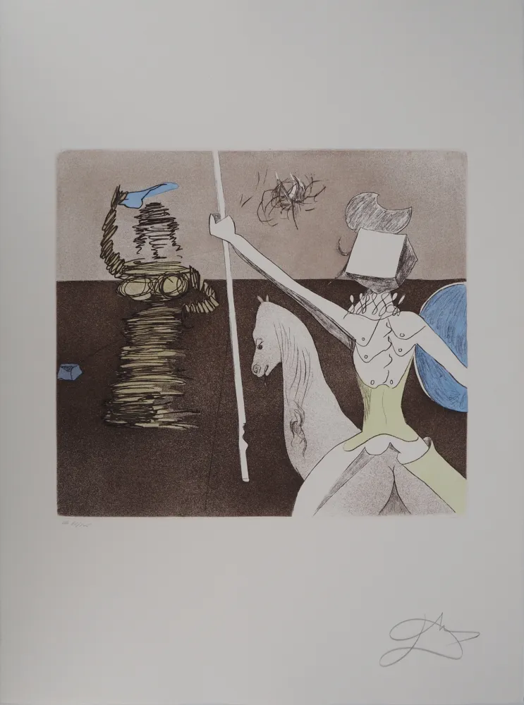 Incisione Dali - Don Quichotte, En Route pour la Bataille